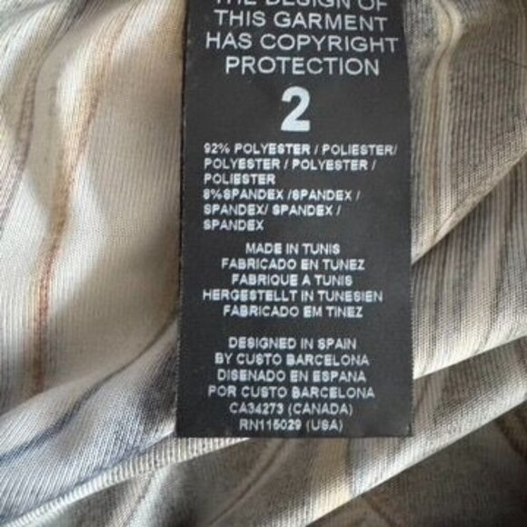 Custo Barcelona Size 2  Small v-neck dress pyramid studs wild print  long sleeve - Picture 7 of 9